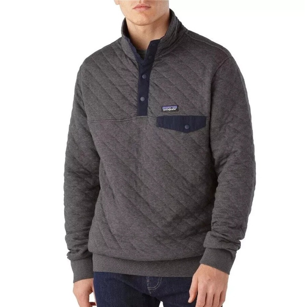 Patagonia Quilted‎ Snap-T Pullover Mens Size L Grey